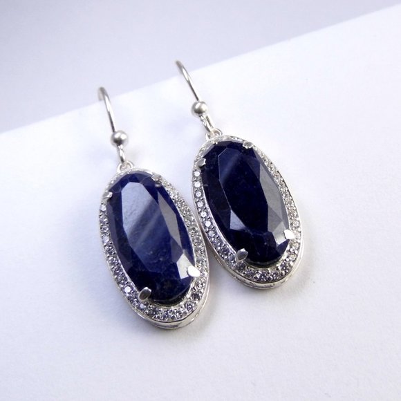 Jewelry - 8.00 ctw Natural SAPPHIRE Sterling SILVER Earrings